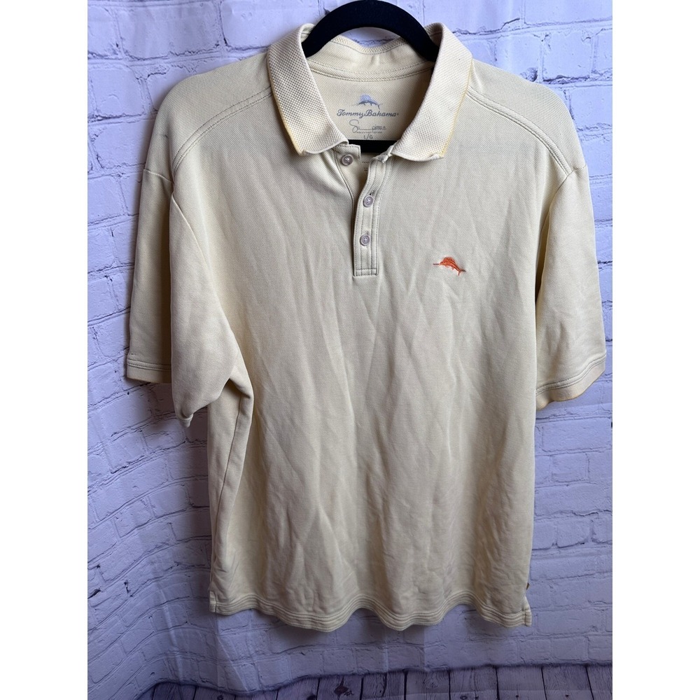 Tommy Bahama Polo Shirt Golf Casual Short Sleeve Beige L